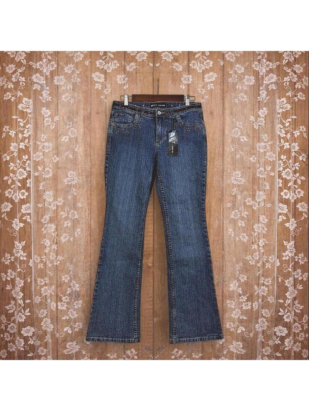 R.V.T. JEANS CO EMBELLISHED LOW RISE FLARE JEANS NWT